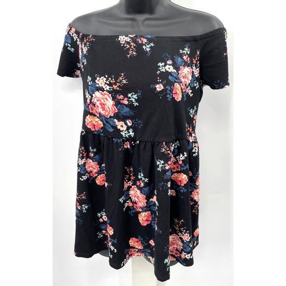 NWT Torrid Black Floral Off The Shoulder Babydoll Blouse Women's Size 2 (2X) - Picture 1 of 6